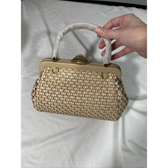 NWT $498 Cult Gaia ZUMA Small Crossbody Bag In Sand And Gold - Picture 6 of 13